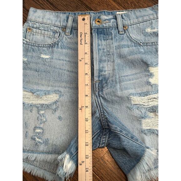Pistola Womens Denim Jean Shorts Sz 27 Blue Button Fly High Rise Distressed NWOT - Picture 4 of 8